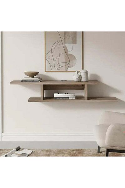 Modern home Floating TV Cabinet Stand Wall Mounted Media Console Shelf - Beige