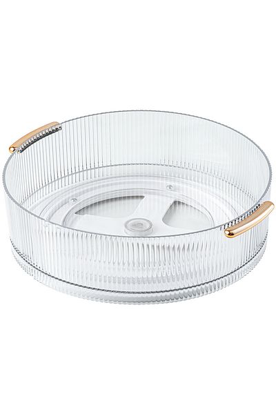Choice White Rotating Plastic Storage Tray Cosmetic Storage Box Makeup Organizer Storage Baskets Kitchen Or