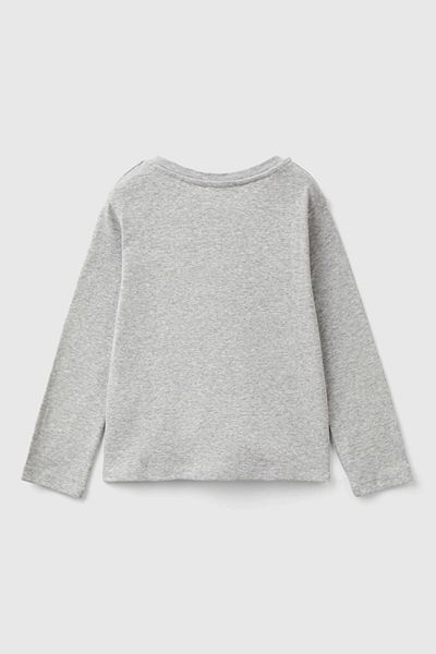 Benetton Γκρι μελανζέ μπλουζάκι για κορίτσια - Μακρυμάνικο με λογότυπο