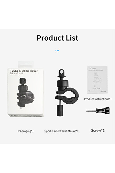 Choice حامل كاميرا TELESIN للدراجات الهوائية والنارية، مشبك تثبيت على مقود ال...