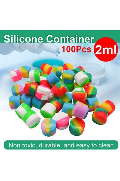 Choice 100Pcs Mini Nonstick Silicone Container Box Non-stick Oil Wax Storage Pot Jar Travel Bottle For F...