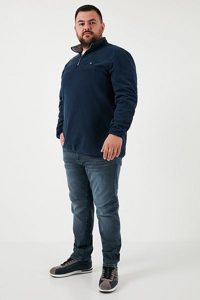 Buratti Ανδρικό Fleece 5906001 B - Plus Size, Stand Collar, Regular Fit, Anti-Pilling, Winter Raised
