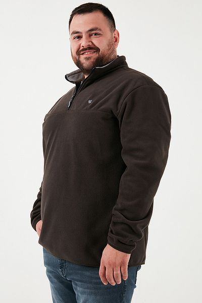 Buratti Ανδρικό Fleece 5906001 B - Plus Size, Stand Collar, Regular Fit, Anti-Pilling, Winter Raised