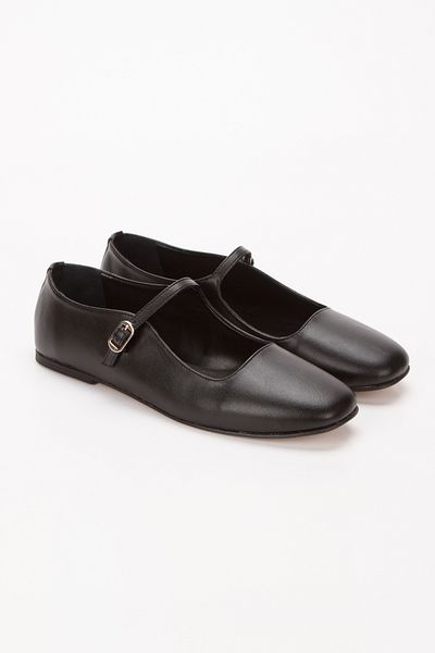 ezmoda shoes Black Skin Leather Shoes Ballerinas
