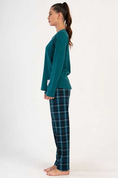 VİENETTA Cotton Women's Interlock Long Sleeve Pajama Set, 403371