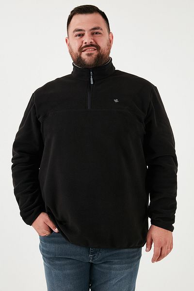 Buratti Ανδρικό Fleece 5906001 B - Plus Size, Stand Collar, Regular Fit, Anti-Pilling, Winter Raised