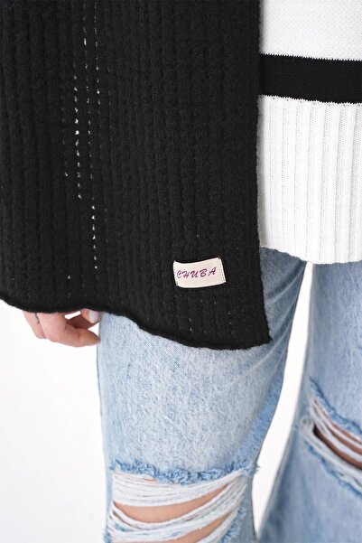 CHUBA Eșarfă pentru femei cu model tricotaje moi - neagră 25W5003