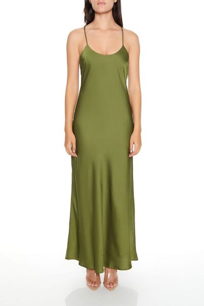 Forever 21 Saten Sırt Dekolteli Elbise