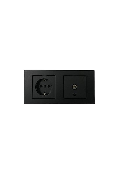 OVİVO Grano Black Set of 2 Grounded Socket Satellite (tv) Socket