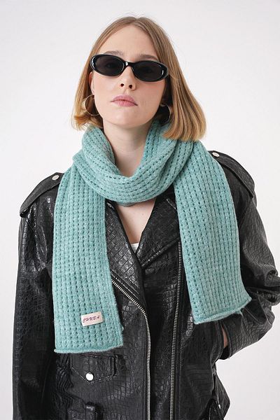 CHUBA Mint Colored Soft Knitwear Women's Scarf - Knitted Patterned 25W5003