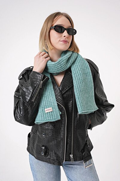 CHUBA Mint Colored Soft Knitwear Women's Scarf - Knitted Patterned 25W5003