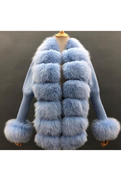 İambabydesign Kürklü bebe mavisi hırka