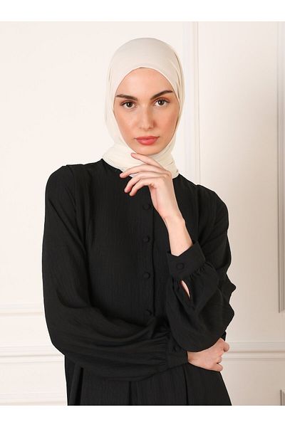 Refka Judge Collar Aerobin Hijab Dress - Side Tie Detail, Black