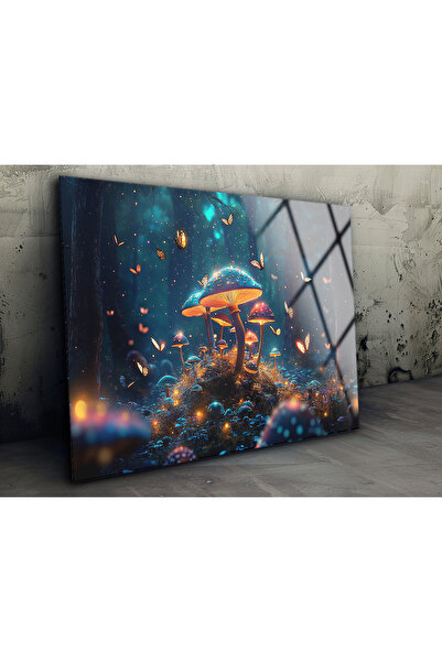 BV DEKOR Διακόσμηση τοίχου από γυαλί Magic Mushroom, Αφηρημένη μοντέρνα ζωγρα...