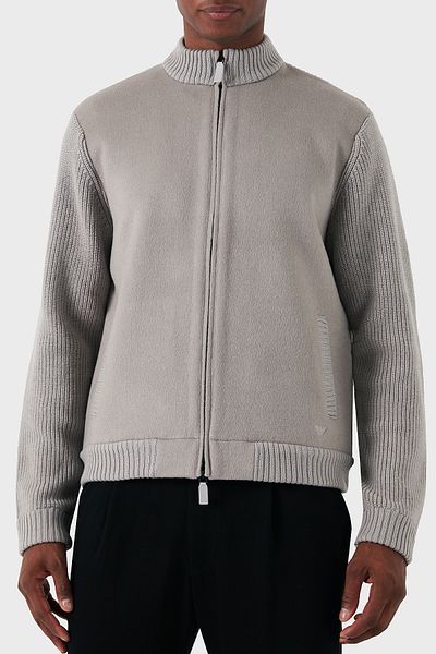Emporio Armani Men's Cardigan - Wool, Regular Fit, Stand Collar Cardigan 6D1By2 1Mf9Z 0628