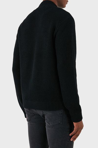 Emporio Armani Men's Cardigan - Wool Logo, Regular Fit, Stand Collar Cardigan 6D1By2 1Mf9Z 0999