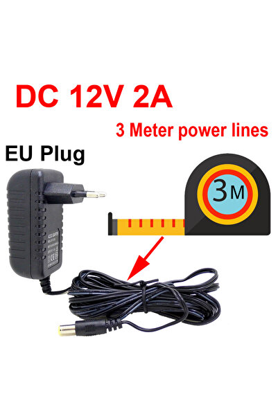 Choice شاحن محول طاقة JIENUO بطول 3 أمتار مزود بقابس أوروبي، يعمل بتيار متردد/مستمر، مع كابل بطول 3 أمتار لكاميرات المراقبة الأمنية CCTV