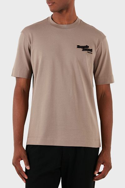 Emporio Armani Ανδρικό βαμβακερό μπλουζάκι με λαιμόκοψη - κανονική εφαρμογή, με λογότυπο, 6D1TD7 1JOCZ 0150