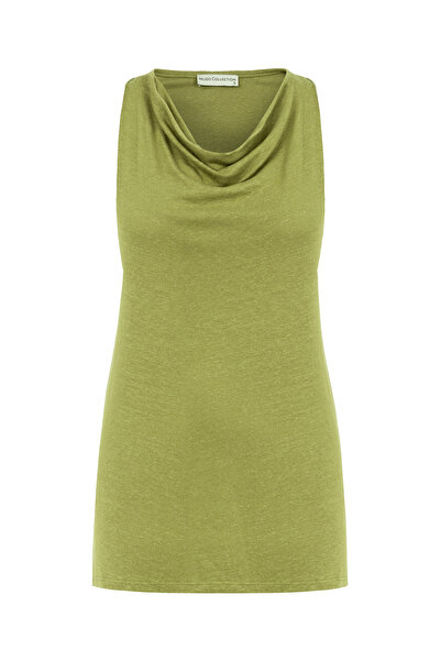 Mudo Linen Mixed Degaje Collar Bluz