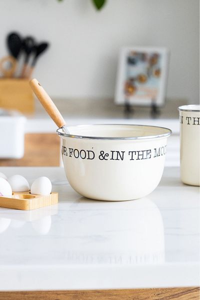 GUNES ZUCCACIYE 24 cm Mood Series White Enamel Mixing Bowl