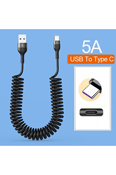 Choice كابل شحن سريع للسيارة USB A إلى C أسود 66 وات 5 أمبير USB Type C زنبرك...