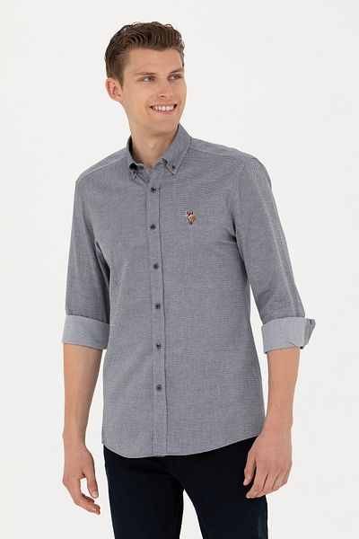 U.S. Polo Assn. Мъжка тъмносиня риза с дълъг ръкав, базова, 50271292-vr033
