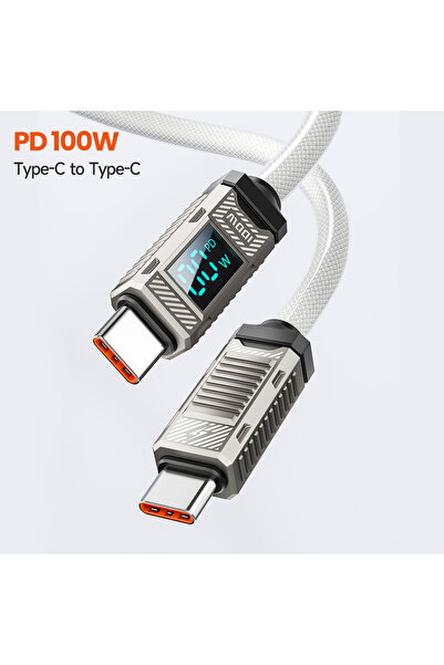 Toocki كابل Toocki Type C إلى Type C أبيض بطول 1 متر، كابل بيانات ميكانيكي من...