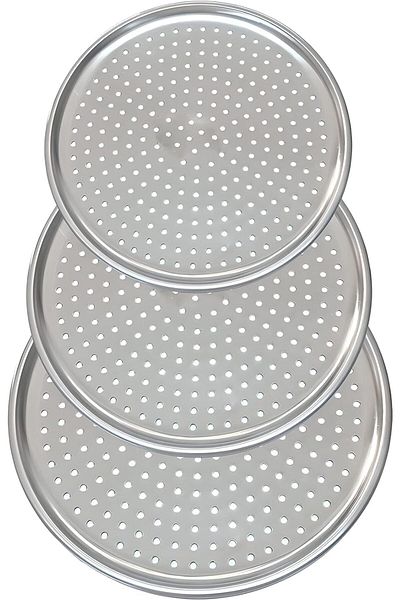 AVENURE Avnr Home - 32 cm Stainless Steel Pizza and Lahmacun Tray, Perforated Oven Pan