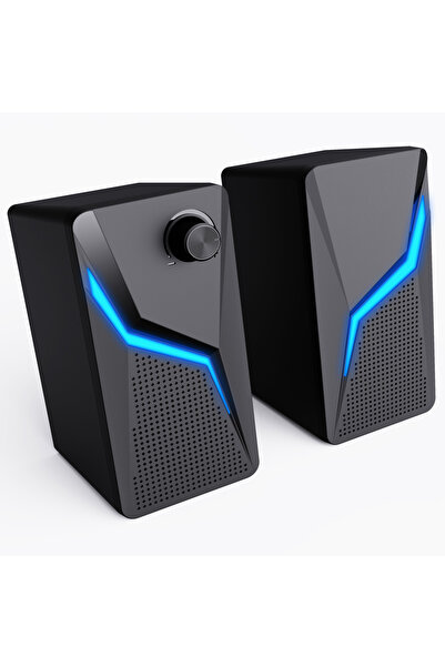 Choice سماعات ألعاب كمبيوتر سوداء مقاس 2 بوصة، صندوق صوت ستيريو عالي الدقة مع ميكروفون سلكي USB وإضاءة LED RGB