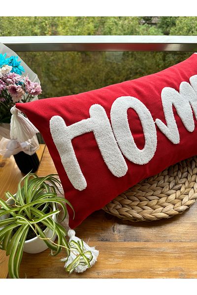 en gözde home New Year Christmas Themed Punch Embroidered Throw Pillow Cover