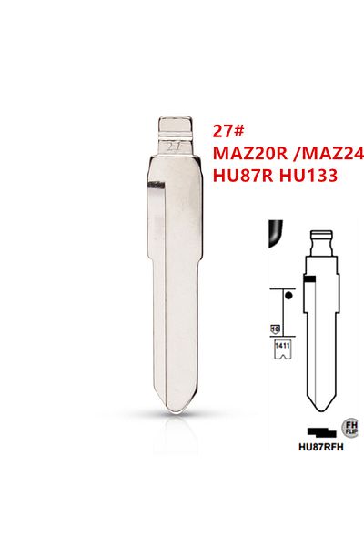 Choice 10pcs Uncut flip Metal key blade 27# MAZ20R MAZ24 HU87R HU133 for mazda suzuki for KD keydiy xhor...