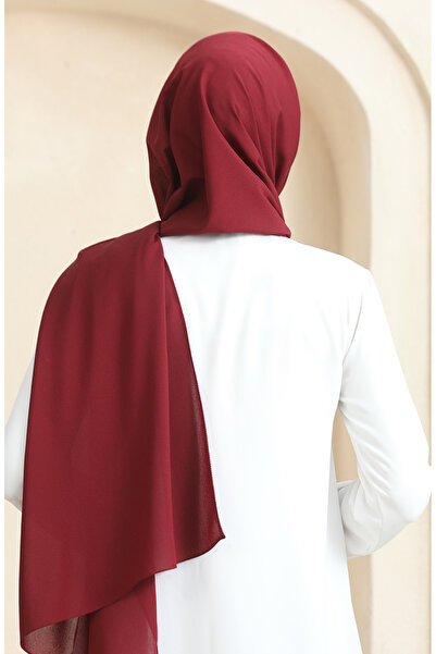 sefamerve Krep Düz Şal 81077-04 Bordo