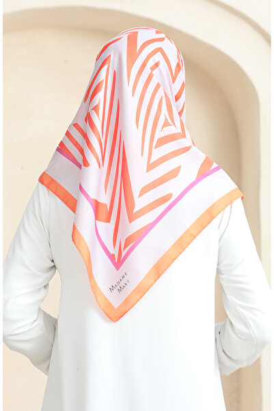 sefamerve Soft Cotton Scarf 19092-14 Light Gray Orange