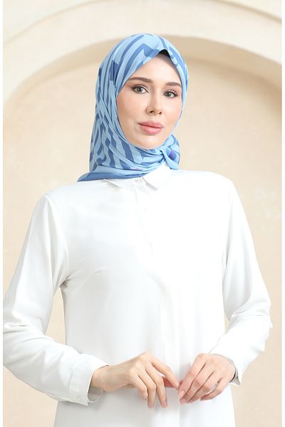 sefamerve 19092-05 Indigo Jeans Μπλε μαλακό βαμβακερό κασκόλ