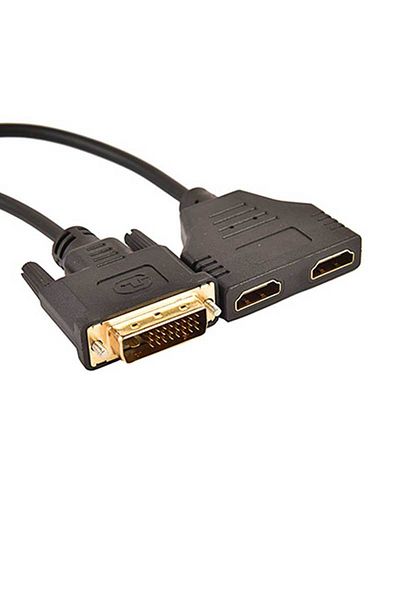 Choice 23cm Gold Plated Dvi 24 1 Male To 2 * Hdmi-compatible 19-pin Female Splitter Adapter Hdmi Cable For