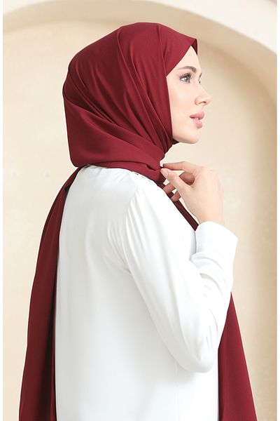 sefamerve Claret Red Crepe Flat Wrap - 81077-04
