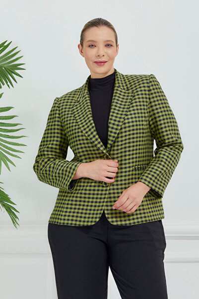 Fagi Γυναικείο καρό κλασικό μπουφάν με διπλά κουμπιά