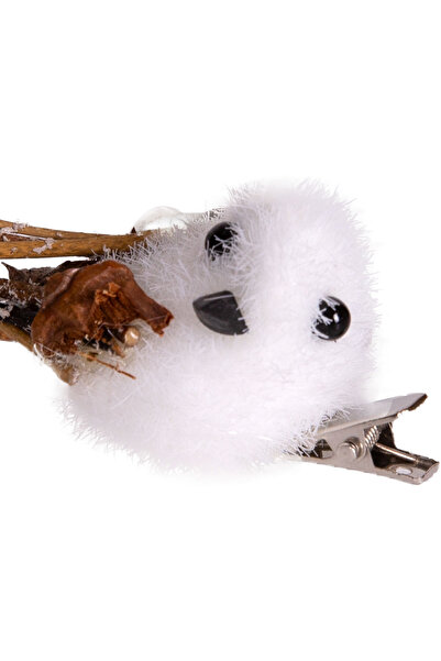 Herdekora Новорічна прикраса «Пташка» з кліпсою, набір з 4 штук, біла, 7x2 см.