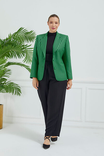 Fagi Γυναικείο καρό κλασικό μπουφάν με διπλά κουμπιά