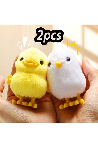 Choice Ducks and chicks 2pcs wind-up jumping chicken and duck toys, simulated plush chicken and duck walkin