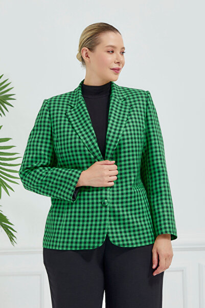 Fagi Γυναικείο καρό κλασικό μπουφάν με διπλά κουμπιά