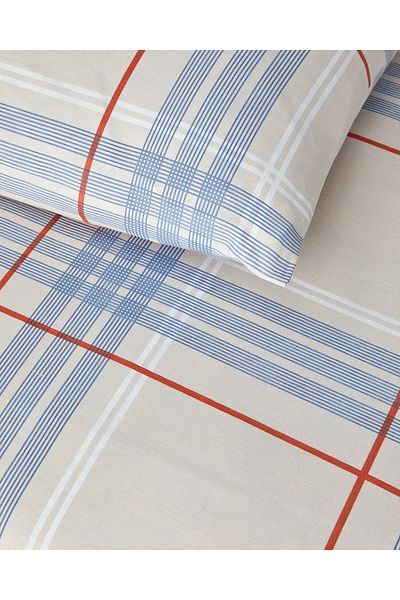English Home Beige Colored Natural Plaid Single Duvet Cover Set