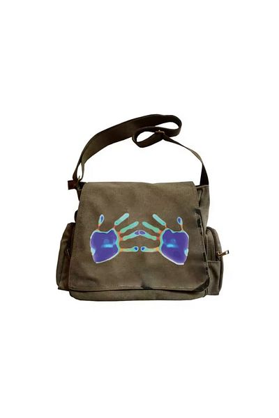 DEEFWEAR Hand Print Printed Messenger Bag / Τσάντα Ρυθμιζόμενη ζώνη / Σχολική τσάντα / Τσάντα υπολογιστή