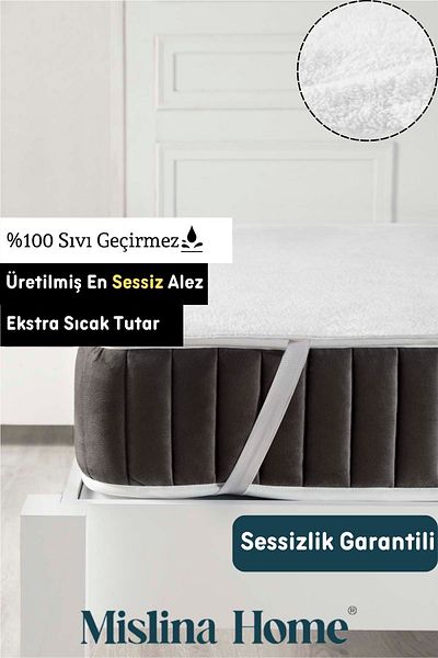 Mislina Home Wellsoft Liquid Waterproof Pad Paturi duble cu patru colțuri elastice Protector Saltele silențioase