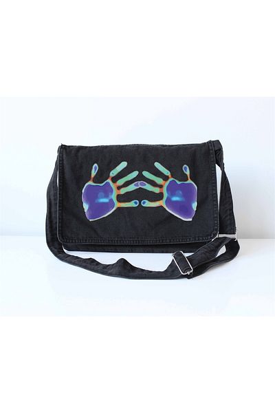 DEEFWEAR Geantă/geantă Messenger imprimată manual cu centură reglabilă și buzunare cu fermoar