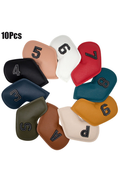 Choice 10 قطع 10 قطع/مجموعة غطاء رأس مضرب الجولف 3-9، P، S، A، غطاء رأس المضرب مطرز برقم جراب رياضي للجولف