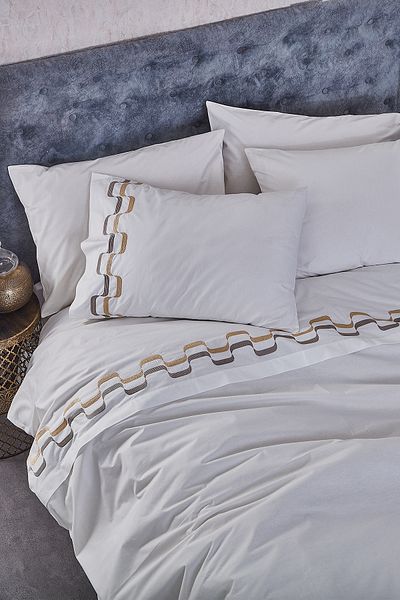 Nazik Home Σετ Παπλωματοθήκη Vella Zigzag Κεντημένο Διπλό 6 τεμαχίων