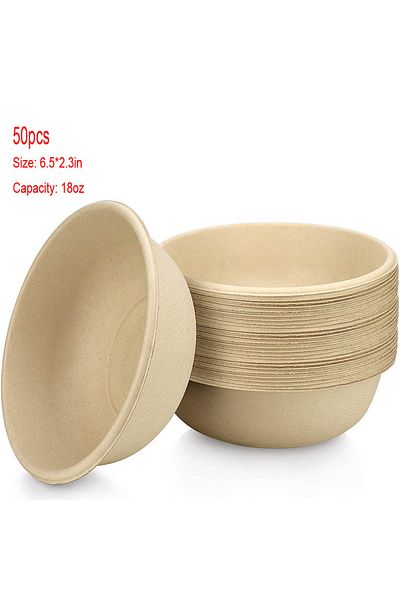 Choice 50pcs 18oz 100% Biodegradable 50 Pcs Disposable Soup Bowls Paper Bowls For Hot Soups Appetizers Hous