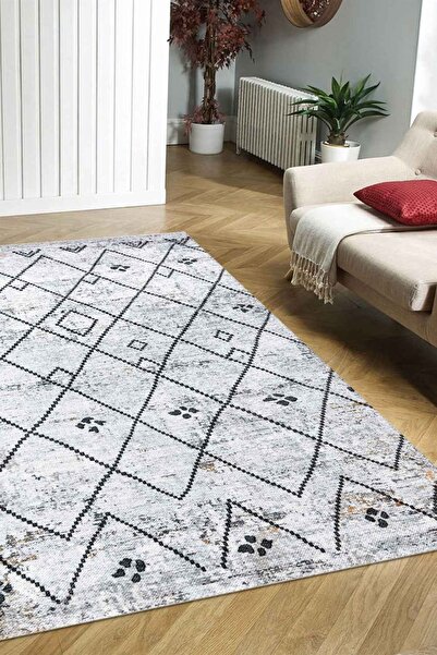 KilimistA VALENCIA 1508 Geometrik Desenli Kaymaz Taban Yıkanabilir Modern Hal...