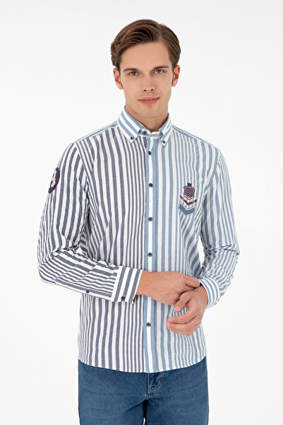 U.S. Polo Assn. قميص رجالي باللون الأزرق الداكن بأكمام طويلة 50297535 -VR033